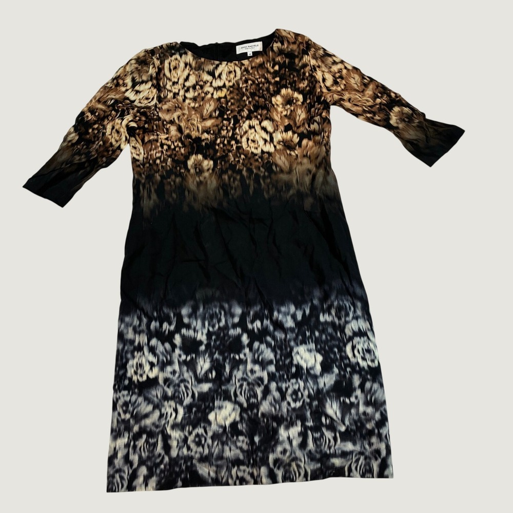 Anna Rachele Women's Sheath Dress Size 48 (US Size 12) Brown Ombre Floral G12